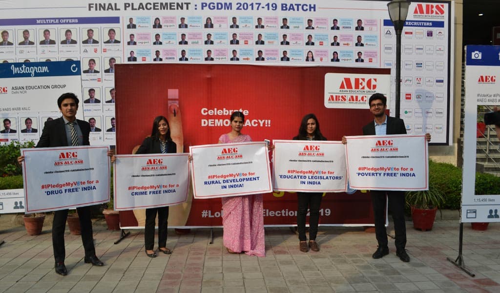 PGDM students of Asian Business School joins in AEG’s #IPledgeMyVote for a better India campaign with great enthusiasm!